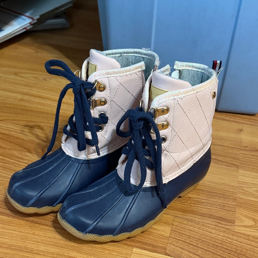 Tommy Hilfiger Quilted Pink and Navy Kids Boots